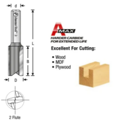 High Production Straight Plunge - Carbide Tipped - 2 Flute - 1/8" and 1/4" Shank Router Bits, CNC Bits, Saw Blades, Shaper Cutters, Boring Bits, Amana Tool