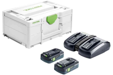 Festool Energy Set SYS 18V 2x4,0/TCL 6 DUO 577108 Power tools, track saw, circular saw, compound miter saw, random orbit sanders, sander, orbital sander, dust extraction, jigsaw, cordless drill, cordless tools, joiner, routers, CARVEX, KAPEX, systainer