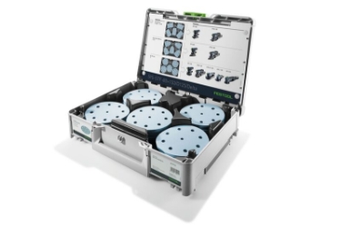 Festool Systainer³ Abrasive Set SYS-STF D125 GR Set 577126 Power tools, track saw, circular saw, compound miter saw, random orbit sanders, sander, orbital sander, dust extraction, jigsaw, cordless drill, cordless tools, joiner, routers, CARVEX, KAPEX, systainer