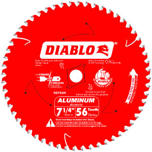 Diablo Non-Ferrous 7-1/4" x 56 T x 5/8" Arbor TCG Aluminum D0756N 