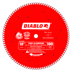 Diablo Non-Ferrous 10" x 100 T x 5/8" Arbor TCG Thin Aluminum D10100N 