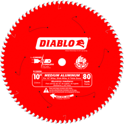 Diablo Non-Ferrous 10" x 80 T x 5/8" Arbor TCG Medium Aluminum D1080N 