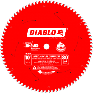 Diablo Non-Ferrous 10" x 80 T x 5/8" Arbor TCG Medium Aluminum D1080N 